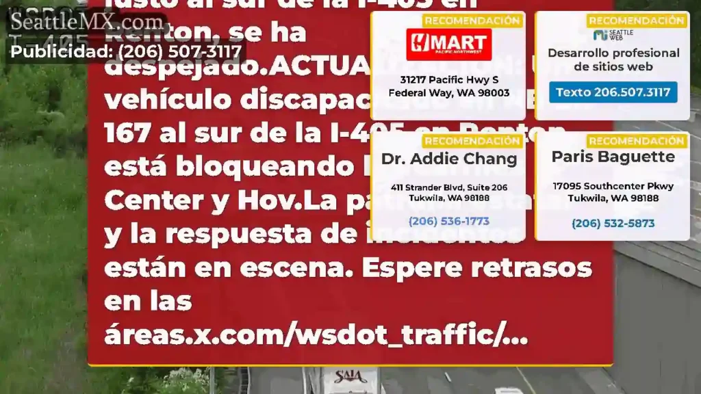 Limpiado: el vehículo discapacitado en NB SR 167,