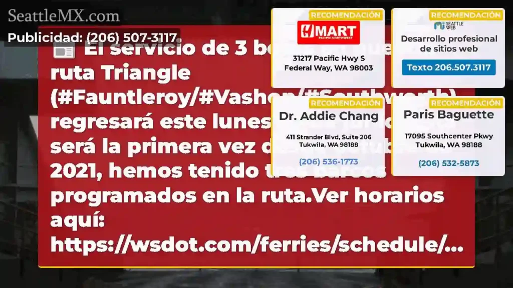El servicio de 3 botes en nuestra ruta Triangle