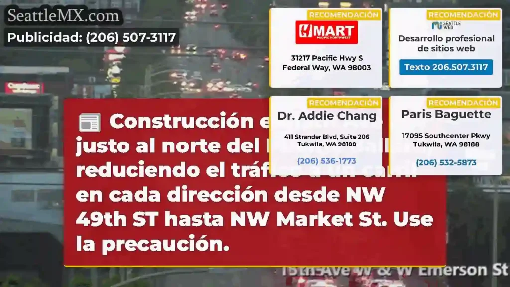 Construcción en 15th Ave NW justo al norte del