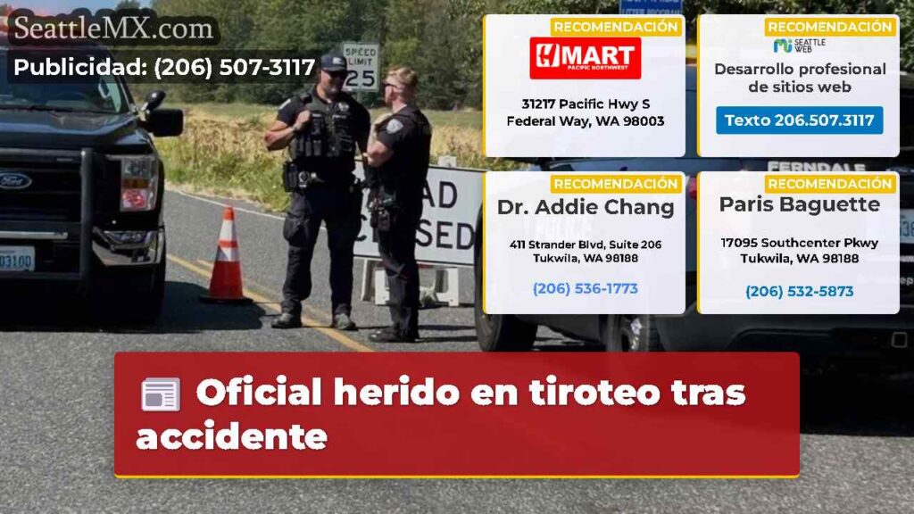 Oficial herido en tiroteo tras accidente