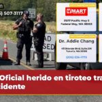 Oficial herido en tiroteo tras accidente