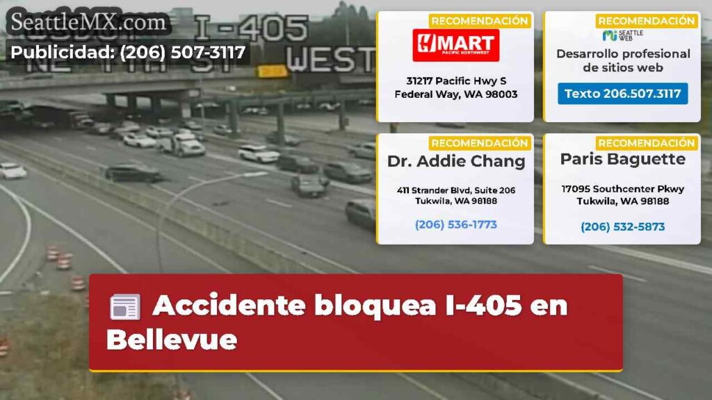 Accidente bloquea I-405 en Bellevue