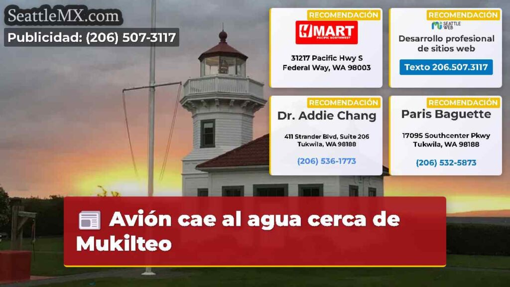 Avión cae al agua cerca de Mukilteo