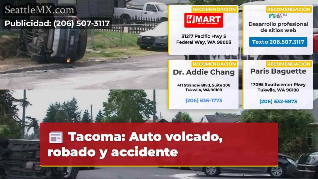 Tacoma: Auto volcado, robado y accidente