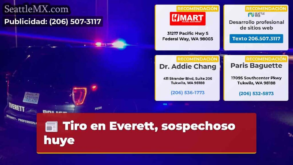 Tiro en Everett, sospechoso huye