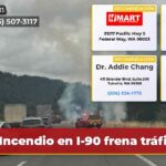 Incendio en I-90 frena tráfico