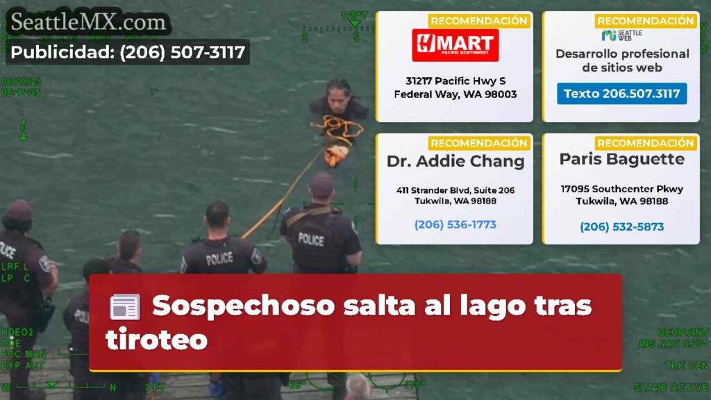 Sospechoso salta al lago tras tiroteo