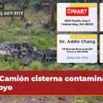 Camión cisterna contamina arroyo