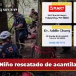 Niño rescatado de acantilado