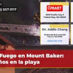 Fuego en Mount Baker Daños en la playa