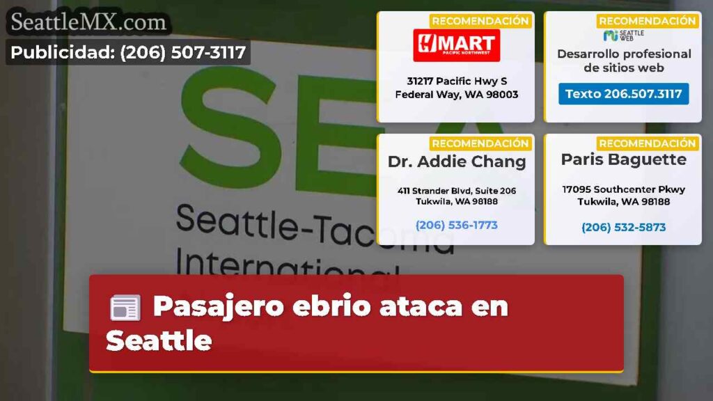 Pasajero ebrio ataca en Seattle