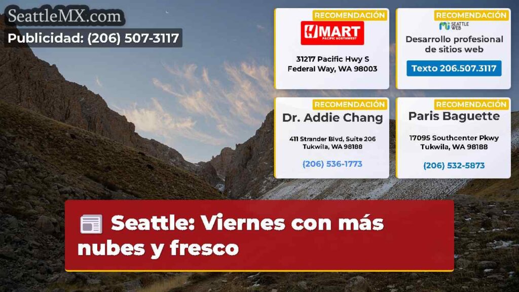 Seattle: Viernes con más nubes y fresco
