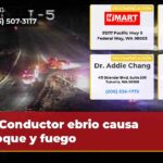 Conductor ebrio causa choque y fuego