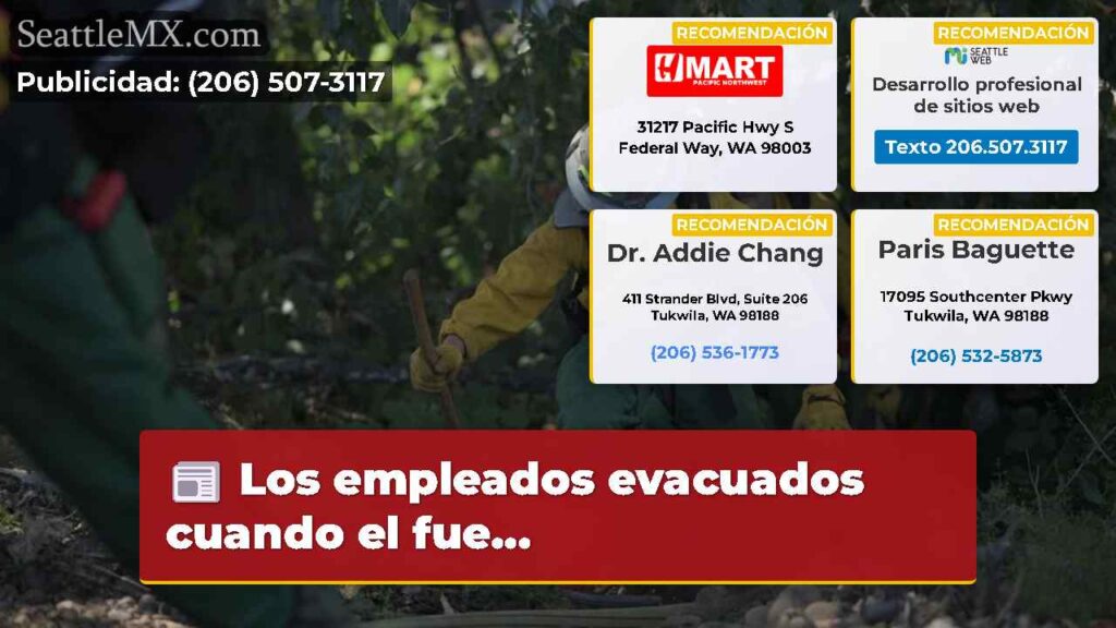 Los empleados evacuados cuando el fue...