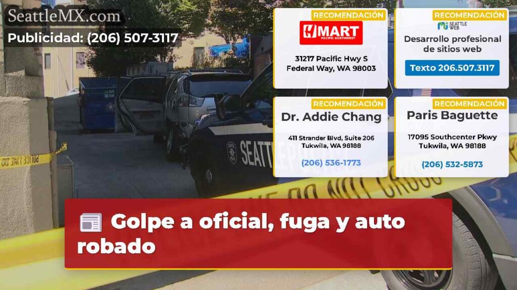 Golpe a oficial, fuga y auto robado