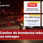 Camion de bomberos robado causa estragos