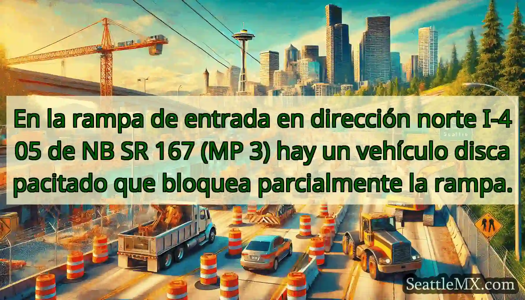 En la rampa de entrada en dirección norte I-405