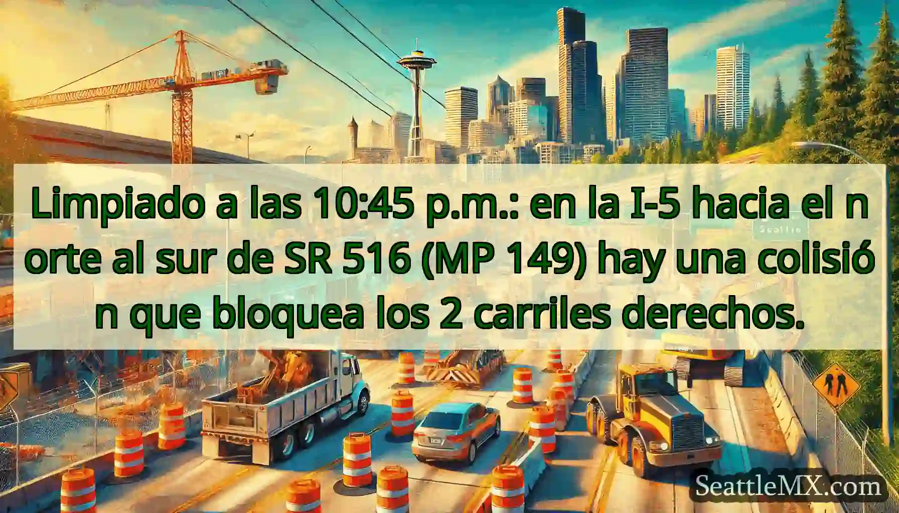 Limpiado a las 10:45 p.m.: en la I-5 hacia el