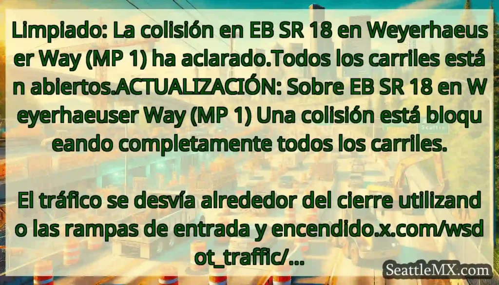 Limpiado: La colisión en EB SR 18 en Weyerhaeuser