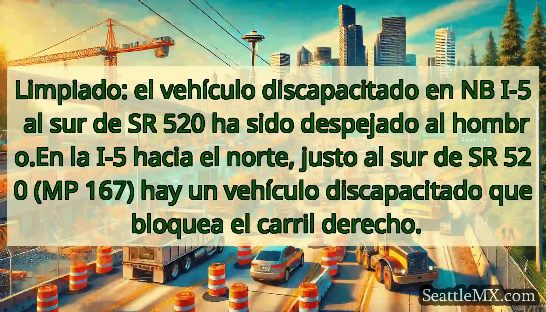 Limpiado: el vehículo discapacitado en NB I-5 al