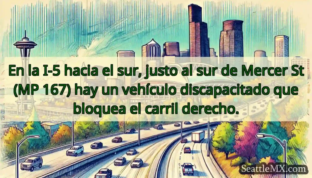 En la I-5 hacia el sur, justo al sur de Mercer St