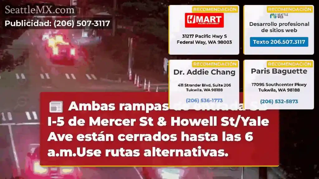 Ambas rampas de entrada SB I-5 de Mercer St &