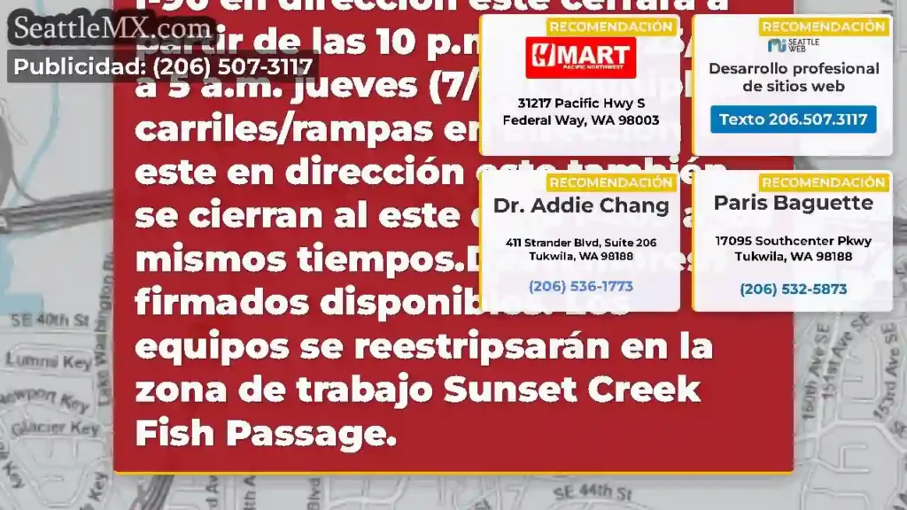 Las rampas NB y SB I-405 a la I-90 en dirección