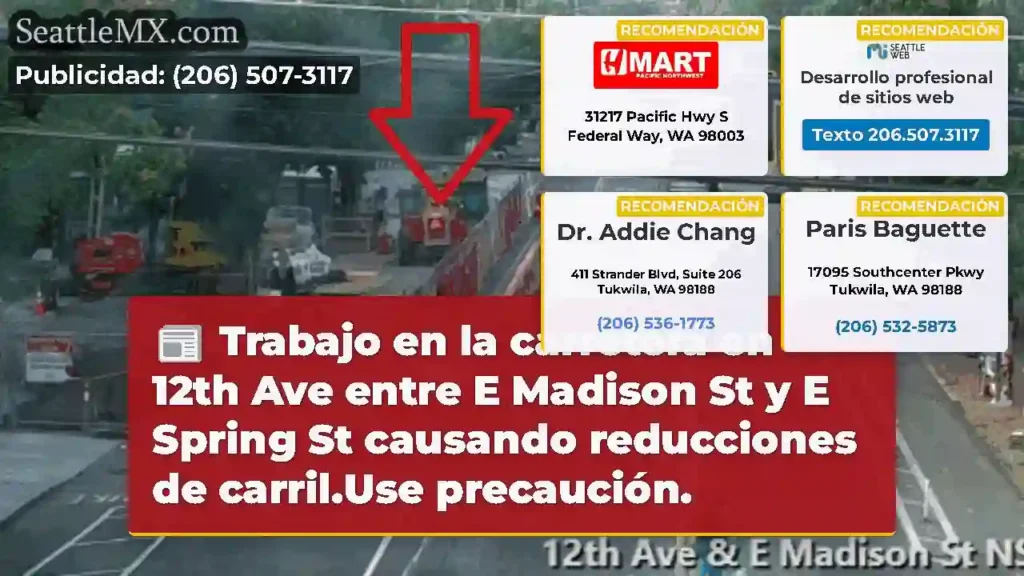 Trabajo en la carretera en 12th Ave entre E