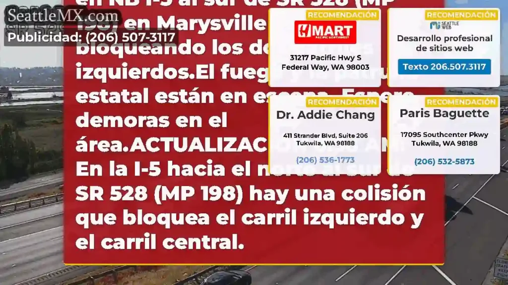 ACTUALIZACIÓN: Una colisión en NB I-5 al sur de