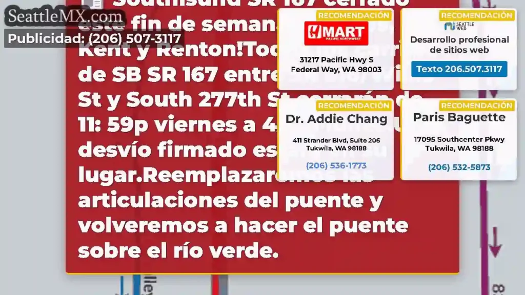 Southisund SR 167 cerrado este fin de semana