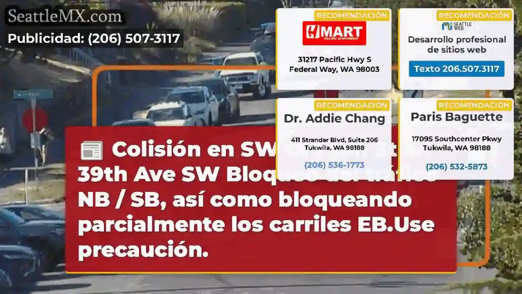 Colisión en SW Oregon St en 39th Ave SW Bloqueo