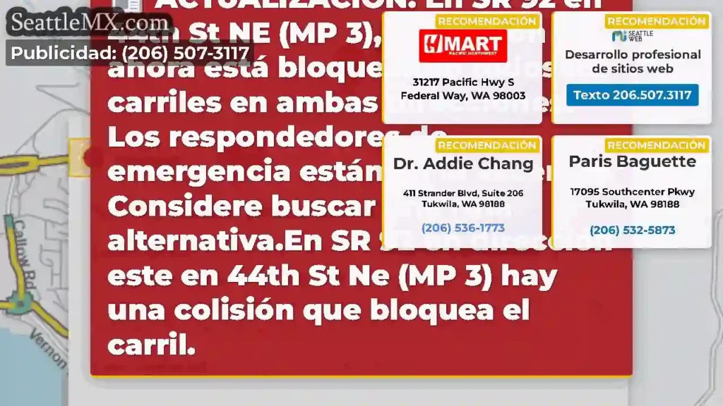 ACTUALIZACIÓN: En SR 92 en 44th St NE (MP 3), la