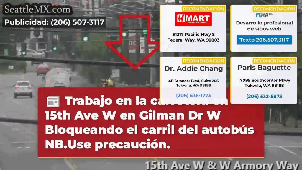 Trabajo en la carretera en 15th Ave W en Gilman