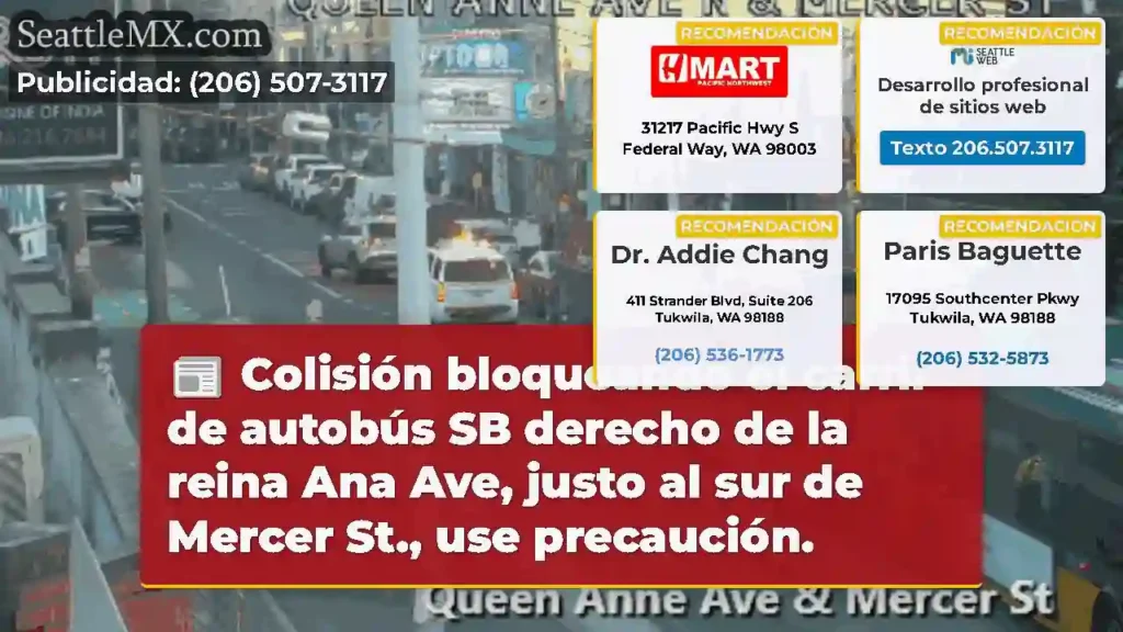 Colisión bloqueando el carril de autobús SB