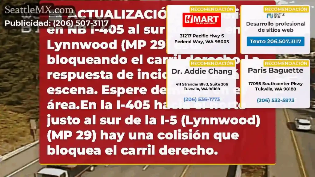 ACTUALIZACIÓN: Una colisión en NB I-405 al sur de