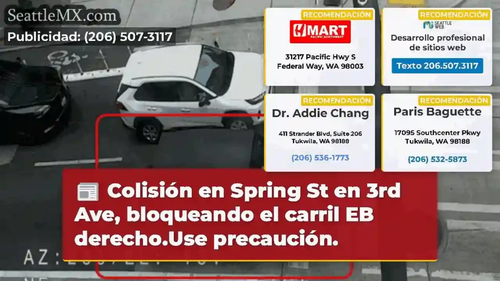 Colisión en Spring St en 3rd Ave, bloqueando el