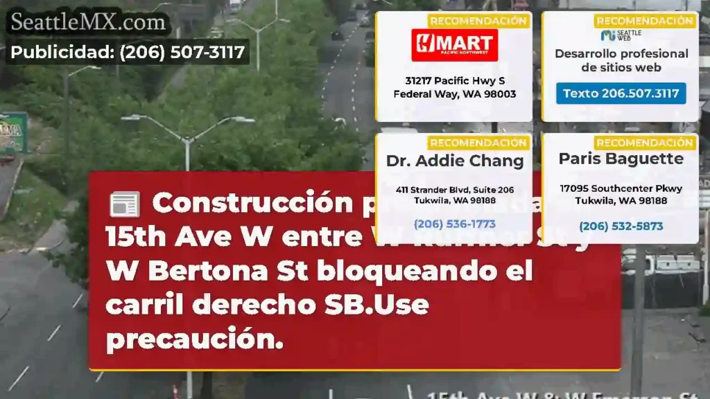 Construcción programada en 15th Ave W entre W