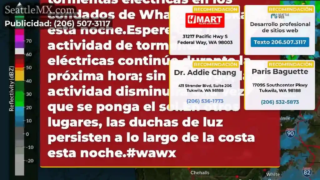 El último radar muestra tormentas eléctricas en