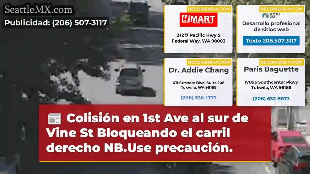 Colisión en 1st Ave al sur de Vine St Bloqueando