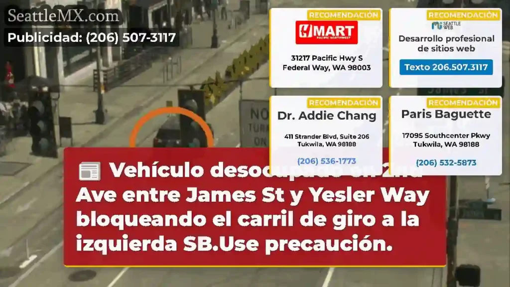 Vehículo desocupado en 2nd Ave entre James St y
