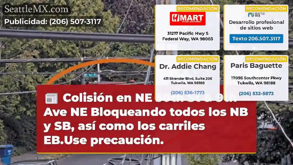 Colisión en NE 50th St & 9th Ave NE Bloqueando