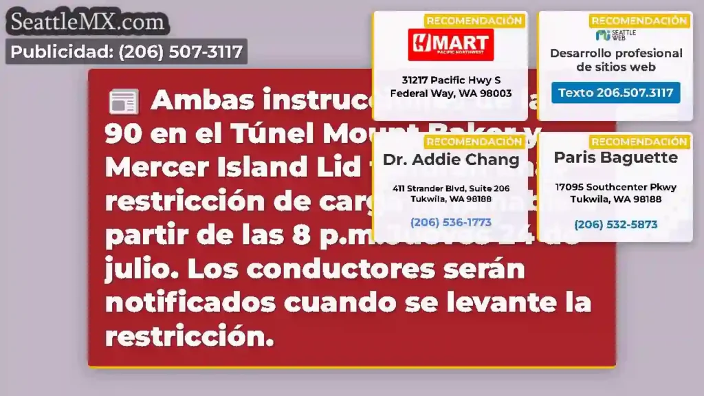 Ambas instrucciones de la I-90 en el Túnel Mount