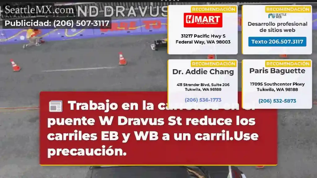 Trabajo en la carretera en el puente W Dravus St