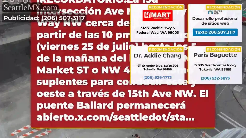 Recordatorio: la 15a intersección de Ave NW y NW