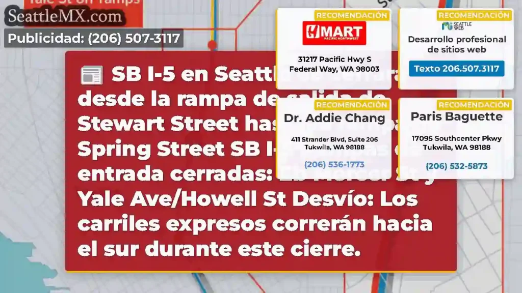 SB I-5 en Seattle se cerrará desde la rampa de