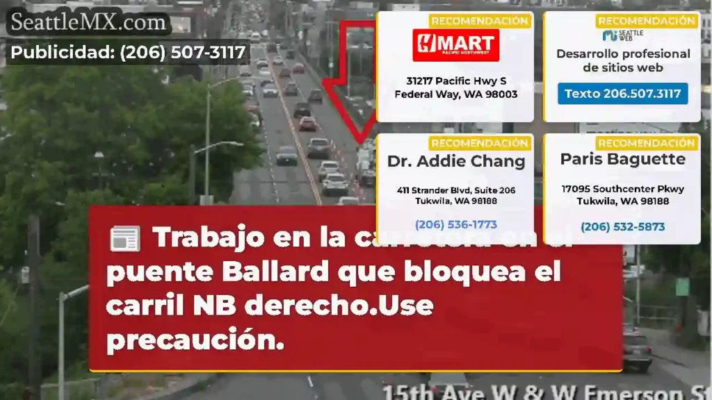 Trabajo en la carretera en el puente Ballard que