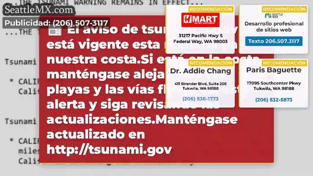El aviso de tsunami todavía está vigente esta
