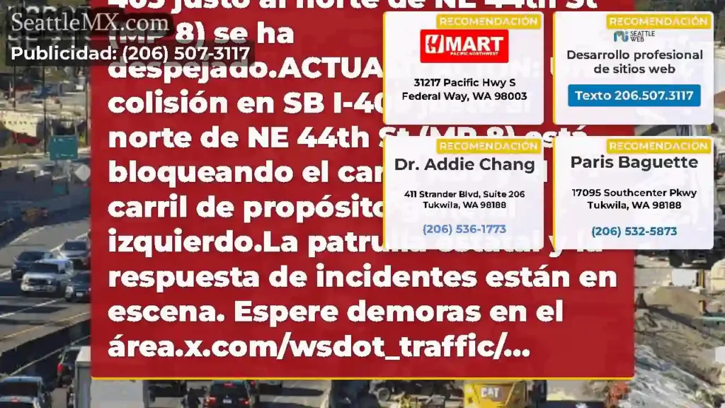 Limpiado: la colisión en SB I-405 justo al norte