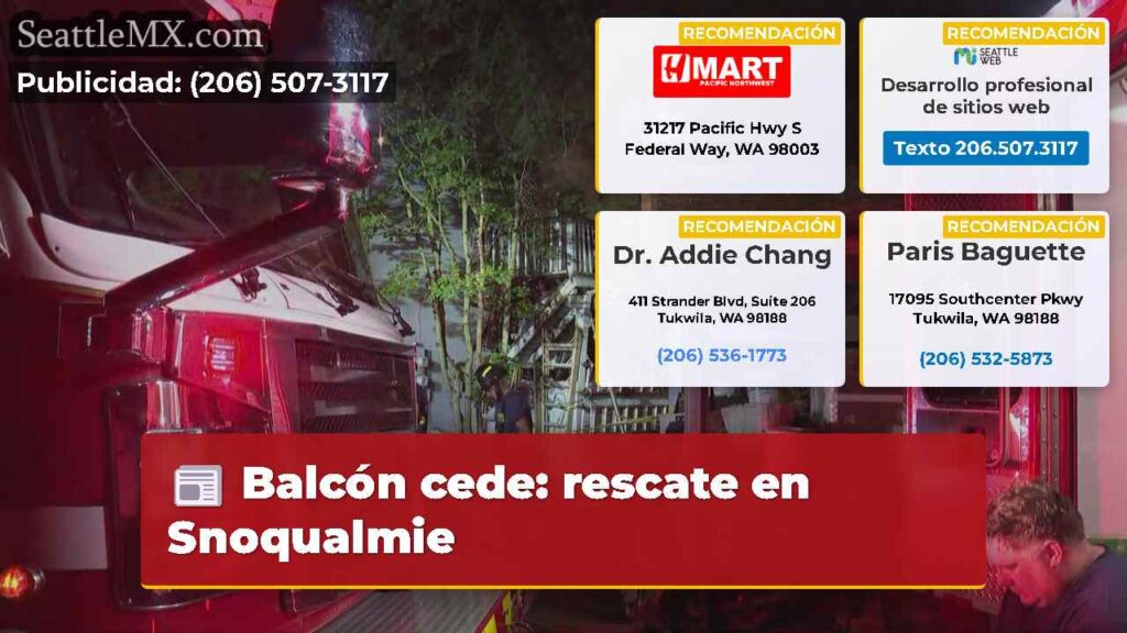 Balcón cede: rescate en Snoqualmie