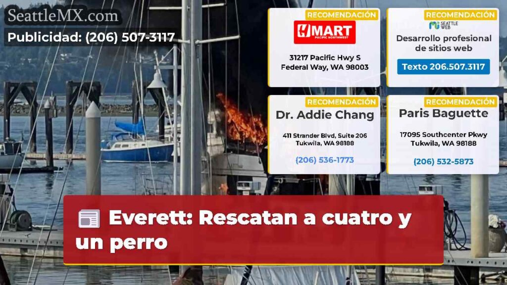 Everett: Rescatan a cuatro y un perro